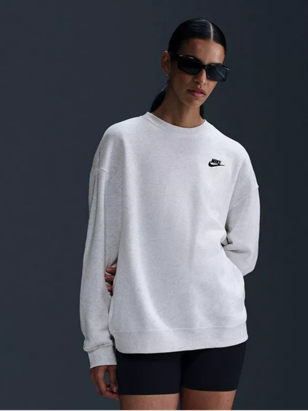 Nike Crewneck Sweatshirt in White with Black Logo